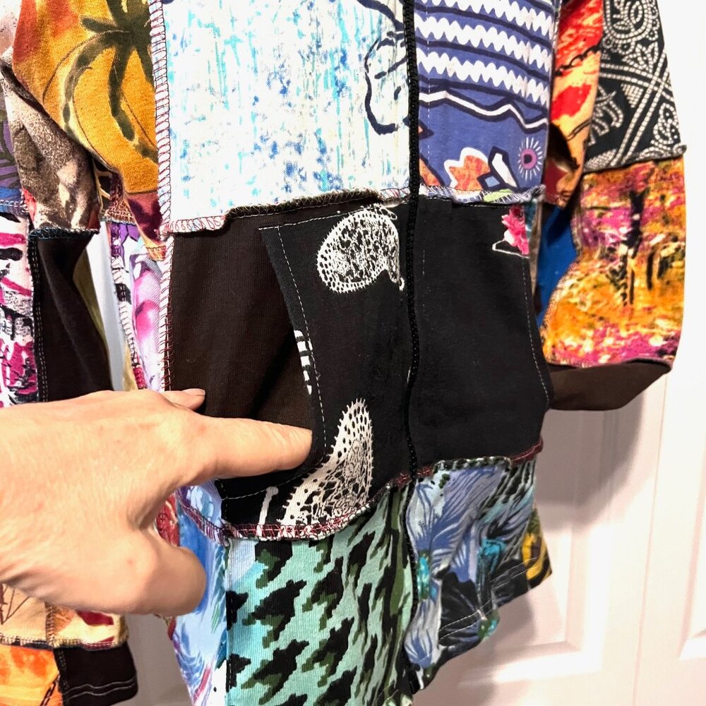 Jackpot Women's Multicolor Patchwork Hooded Zip U… - image 6